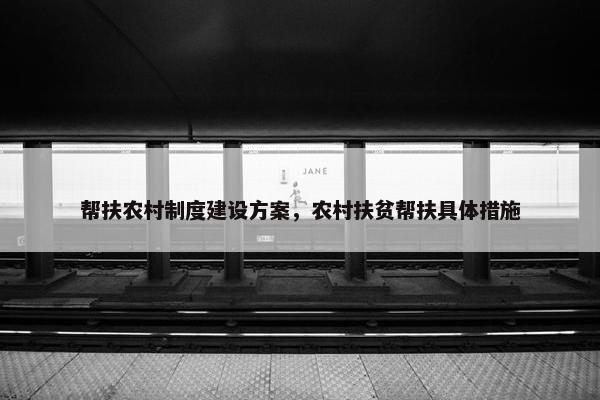 帮扶农村制度建设方案，农村扶贫帮扶具体措施
