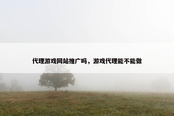 代理游戏网站推广吗，游戏代理能不能做