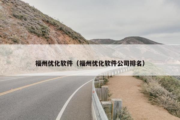 福州优化软件（福州优化软件公司排名）