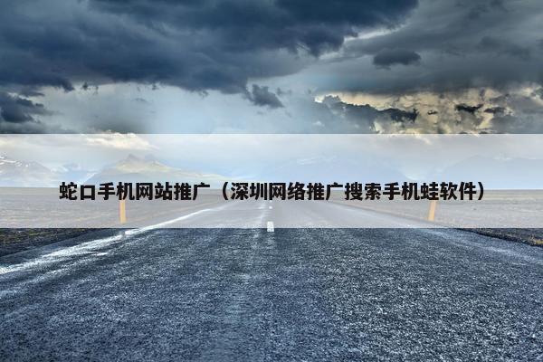 蛇口手机网站推广（深圳网络推广搜索手机蛙软件）