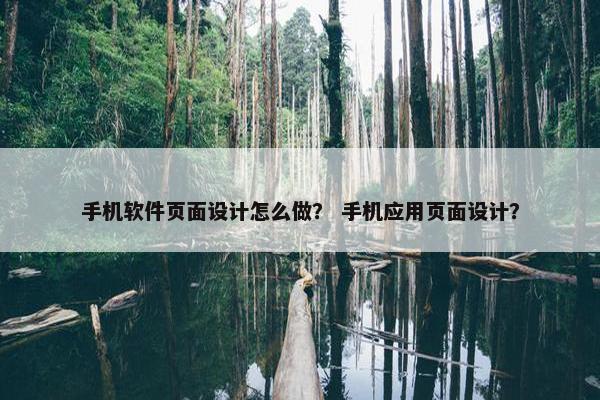 手机软件页面设计怎么做？ 手机应用页面设计？