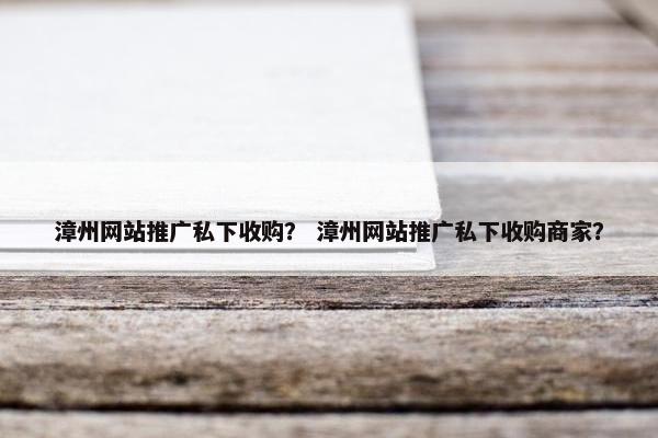 漳州网站推广私下收购？ 漳州网站推广私下收购商家？