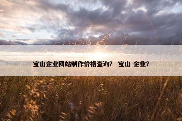 宝山企业网站制作价格查询？ 宝山 企业？