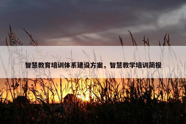 智慧教育培训体系建设方案，智慧教学培训简报