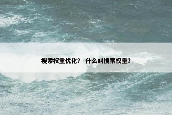 搜索权重优化？ 什么叫搜索权重？