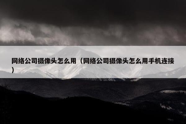 网络公司摄像头怎么用（网络公司摄像头怎么用手机连接）