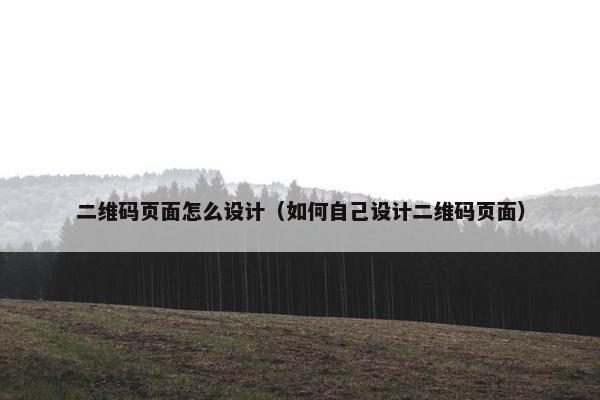 二维码页面怎么设计（如何自己设计二维码页面）