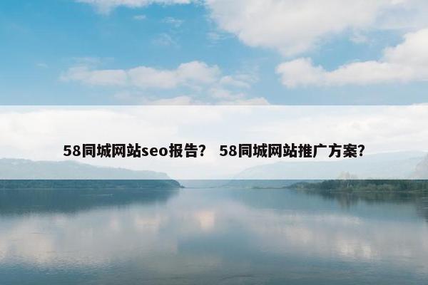 58同城网站seo报告？ 58同城网站推广方案？