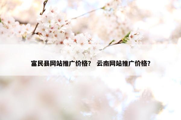 富民县网站推广价格？ 云南网站推广价格？