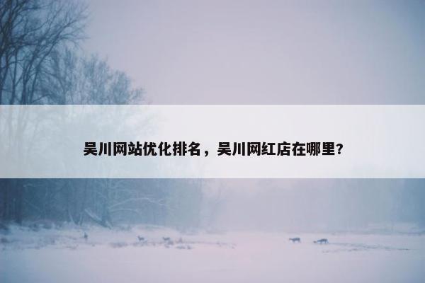 吴川网站优化排名，吴川网红店在哪里?