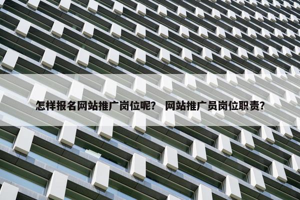 怎样报名网站推广岗位呢？ 网站推广员岗位职责？