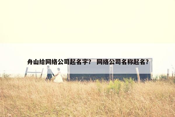 舟山给网络公司起名字？ 网络公司名称起名？