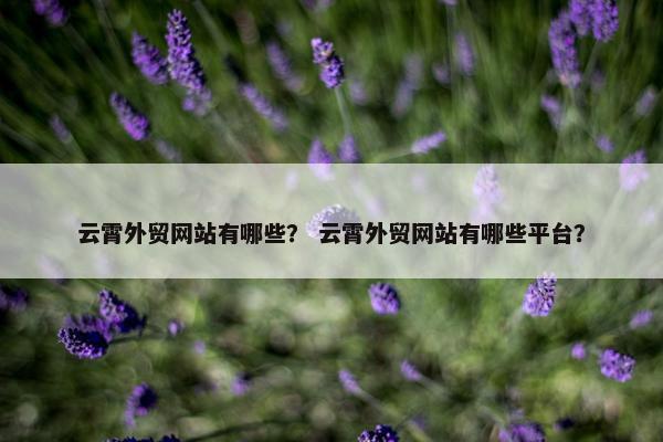 云霄外贸网站有哪些？ 云霄外贸网站有哪些平台？
