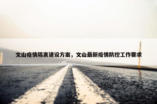 文山疫情隔离建设方案，文山最新疫情防控工作要求
