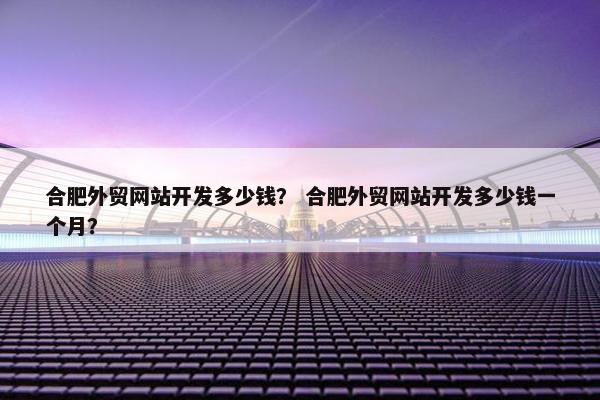 合肥外贸网站开发多少钱？ 合肥外贸网站开发多少钱一个月？