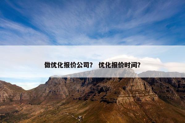 做优化报价公司？ 优化报价时间？