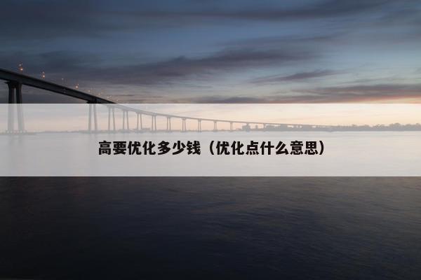 高要优化多少钱（优化点什么意思）