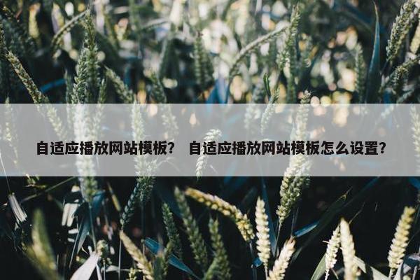 自适应播放网站模板？ 自适应播放网站模板怎么设置？
