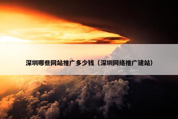 深圳哪些网站推广多少钱（深圳网络推广建站）