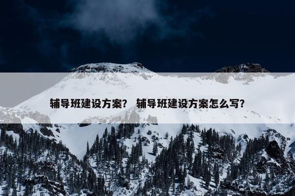 辅导班建设方案？ 辅导班建设方案怎么写？