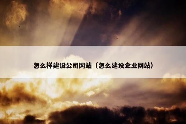 怎么样建设公司网站（怎么建设企业网站）