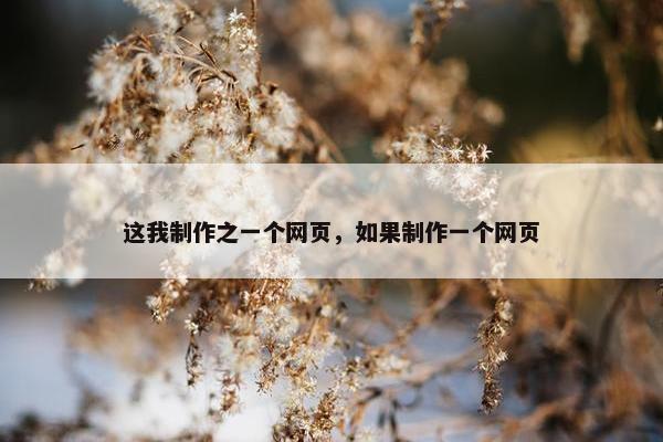 这我制作之一个网页，如果制作一个网页