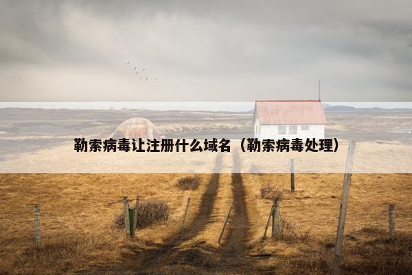 勒索病毒让注册什么域名（勒索病毒处理）