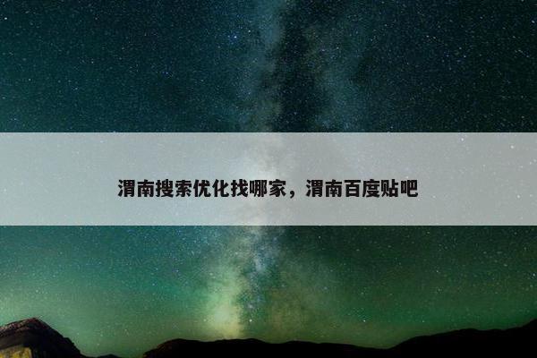 渭南搜索优化找哪家，渭南百度贴吧
