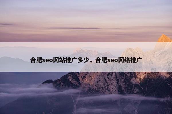 合肥seo网站推广多少，合肥seo网络推广