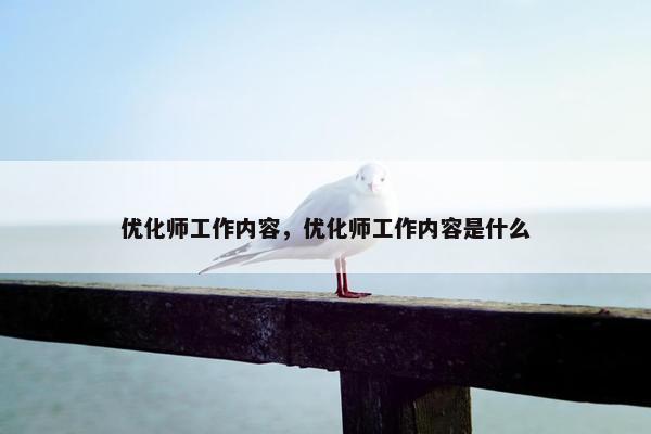 优化师工作内容，优化师工作内容是什么