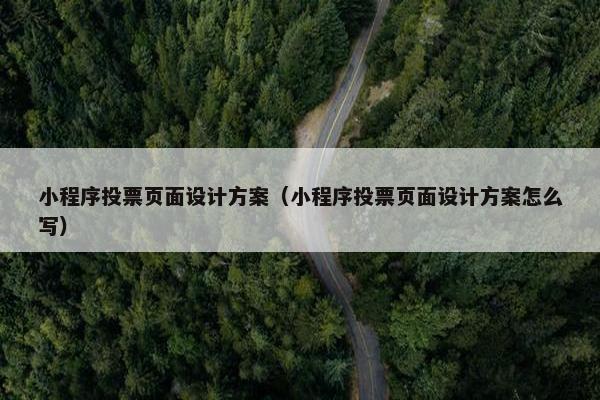 小程序投票页面设计方案（小程序投票页面设计方案怎么写）