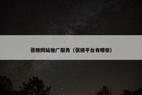 张掖网站推广服务（张掖平台有哪些）