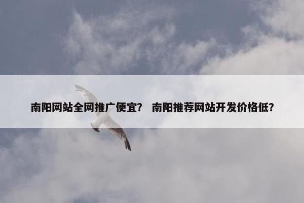 南阳网站全网推广便宜？ 南阳推荐网站开发价格低？