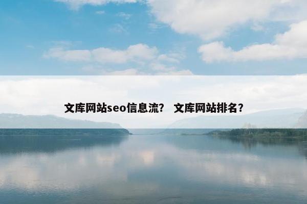 文库网站seo信息流？ 文库网站排名？