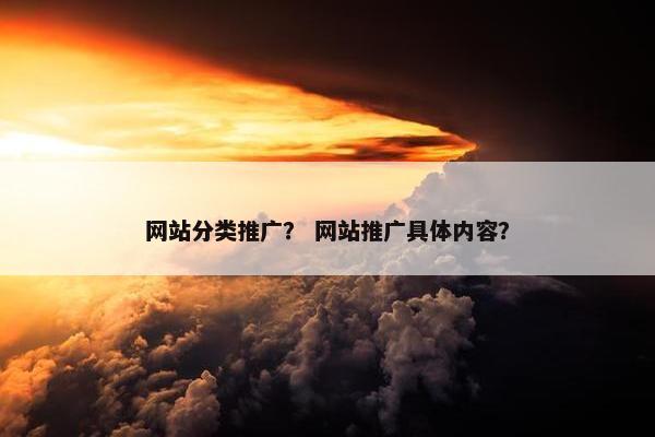 网站分类推广？ 网站推广具体内容？