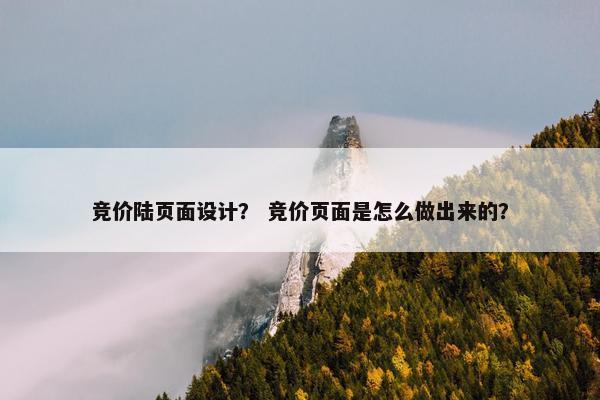 竞价陆页面设计？ 竞价页面是怎么做出来的？