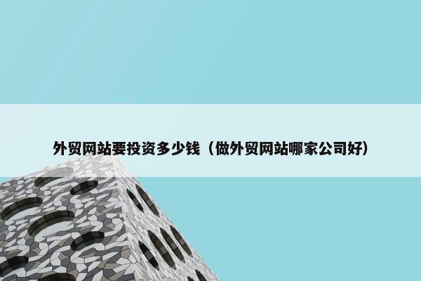 外贸网站要投资多少钱（做外贸网站哪家公司好）