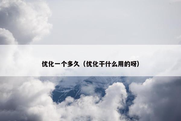 优化一个多久（优化干什么用的呀）