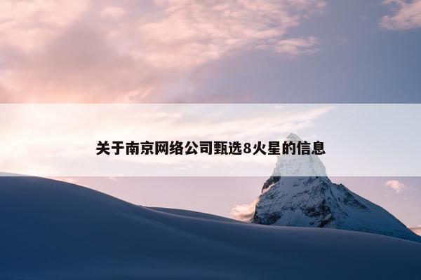 关于南京网络公司甄选8火星的信息