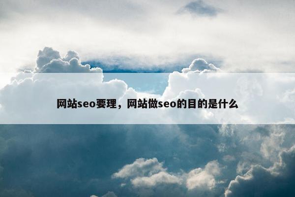 网站seo要理，网站做seo的目的是什么