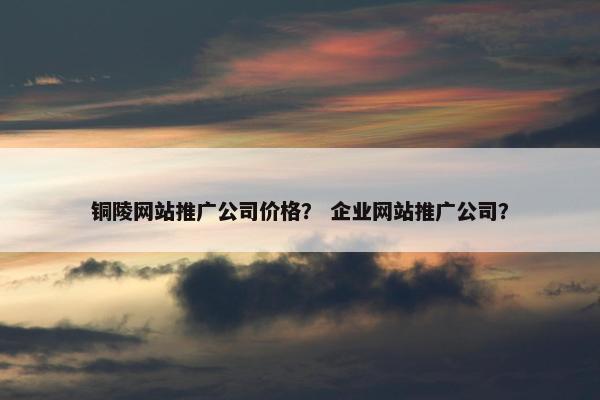 铜陵网站推广公司价格？ 企业网站推广公司？