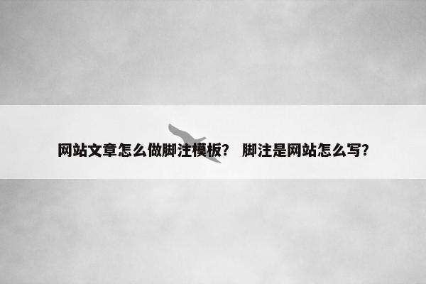 网站文章怎么做脚注模板？ 脚注是网站怎么写？