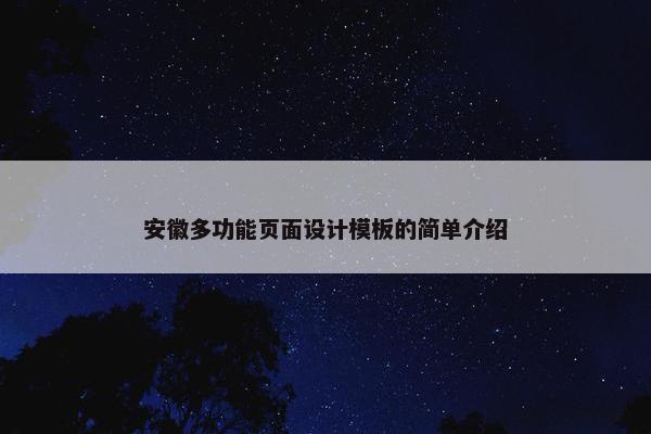 安徽多功能页面设计模板的简单介绍