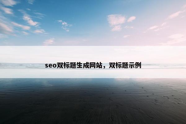 seo双标题生成网站，双标题示例