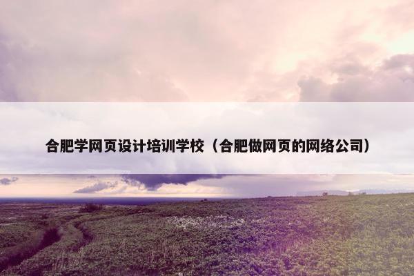 合肥学网页设计培训学校（合肥做网页的网络公司）