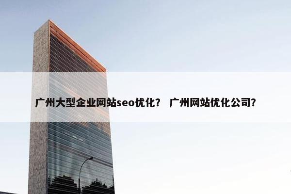 广州大型企业网站seo优化？ 广州网站优化公司？
