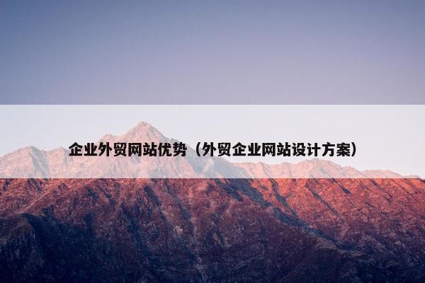 企业外贸网站优势（外贸企业网站设计方案）