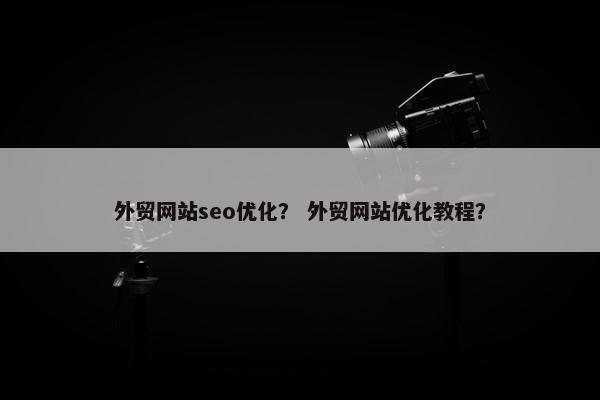 外贸网站seo优化？ 外贸网站优化教程？