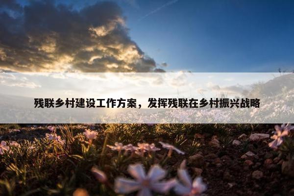 残联乡村建设工作方案，发挥残联在乡村振兴战略