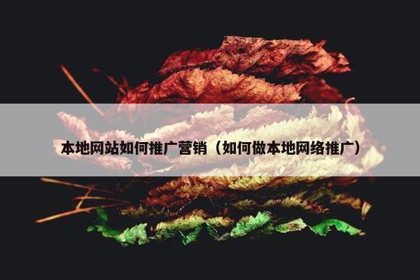 本地网站如何推广营销（如何做本地网络推广）